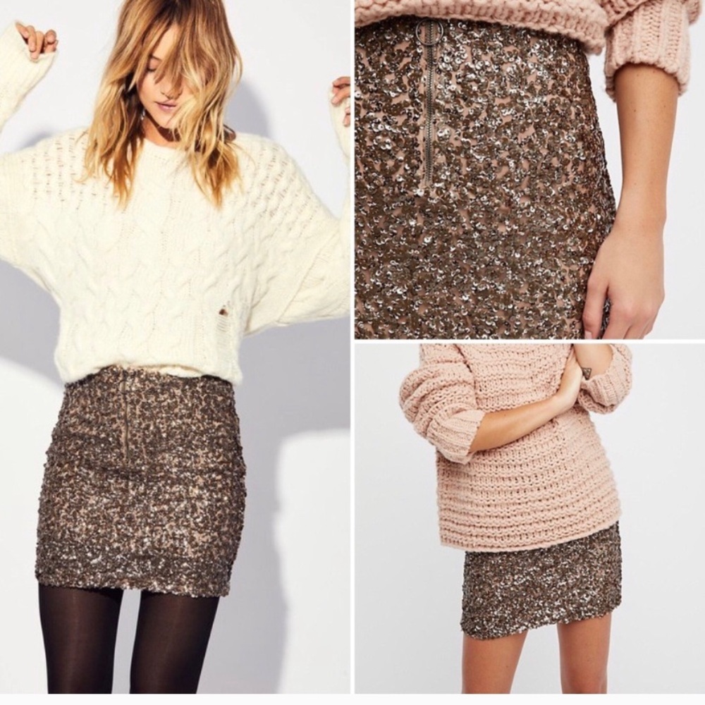 Free People Sequin Mini Skirt Size 8